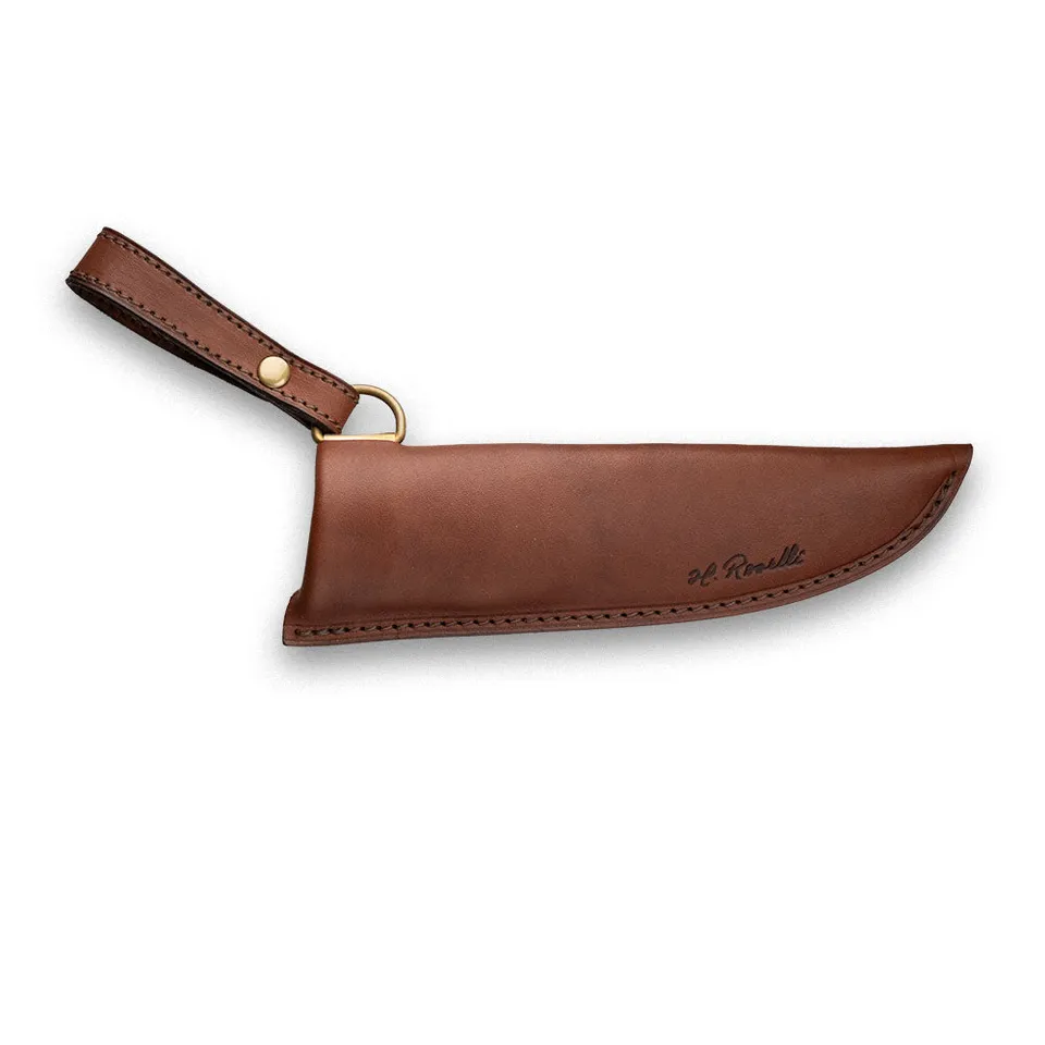 roselli-messerscheide-dunkles-leder-mit-metallfeder-jagdmesser image 1